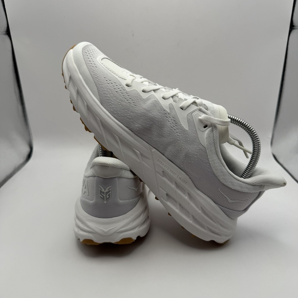 Hoka One One Women's White Running Sneakers with Gum Outsole Detail - Picture 6 of 9